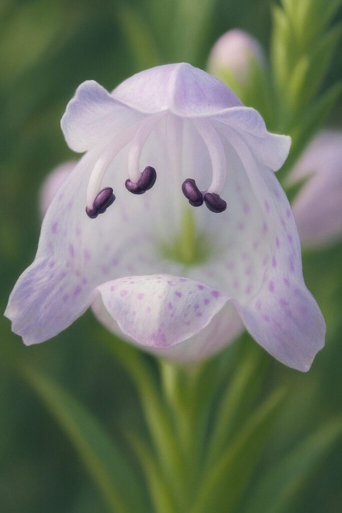 ハナトラノオの花を正面から描いたリアルなイラスト｜淡紫色の花びらと雄しべを繊細に表現したボタニカルアート
