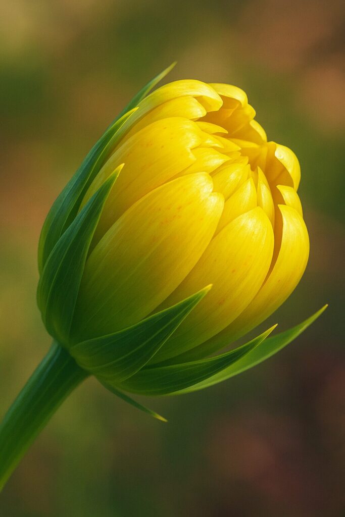 開花前の黄色いキバナコスモスのつぼみを描いたプロレベルのデジタルイラスト