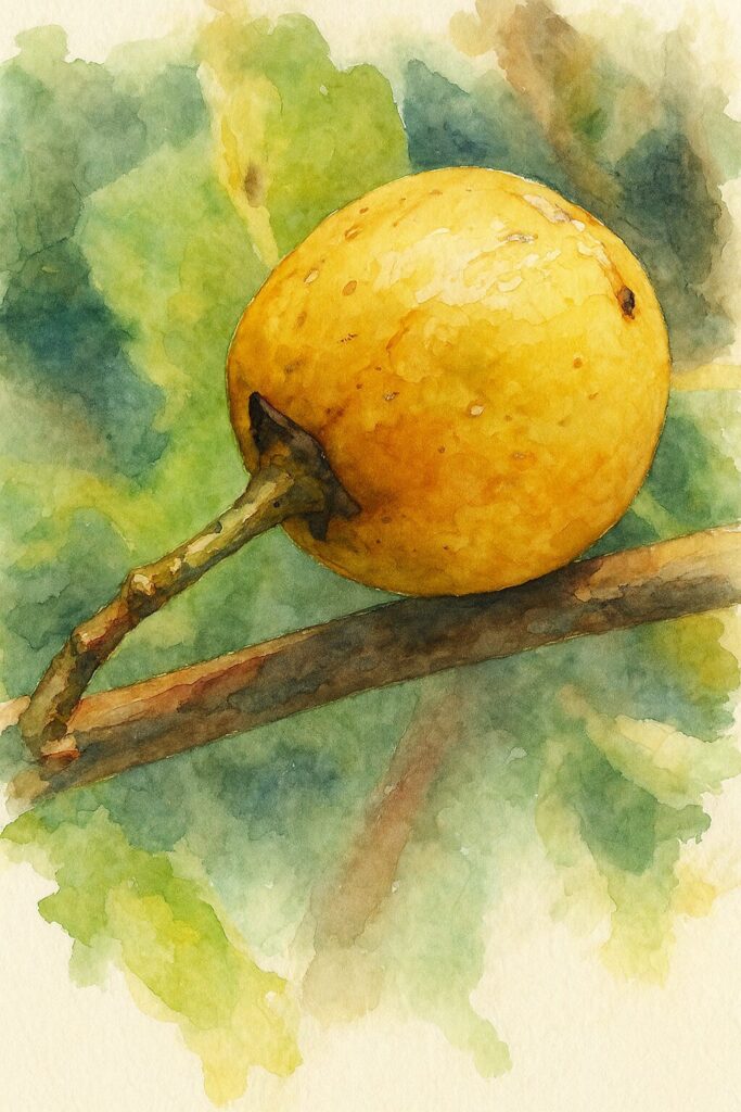 秋のツルウメモドキの黄色い実を描いたプロレベルの水彩画風イラスト