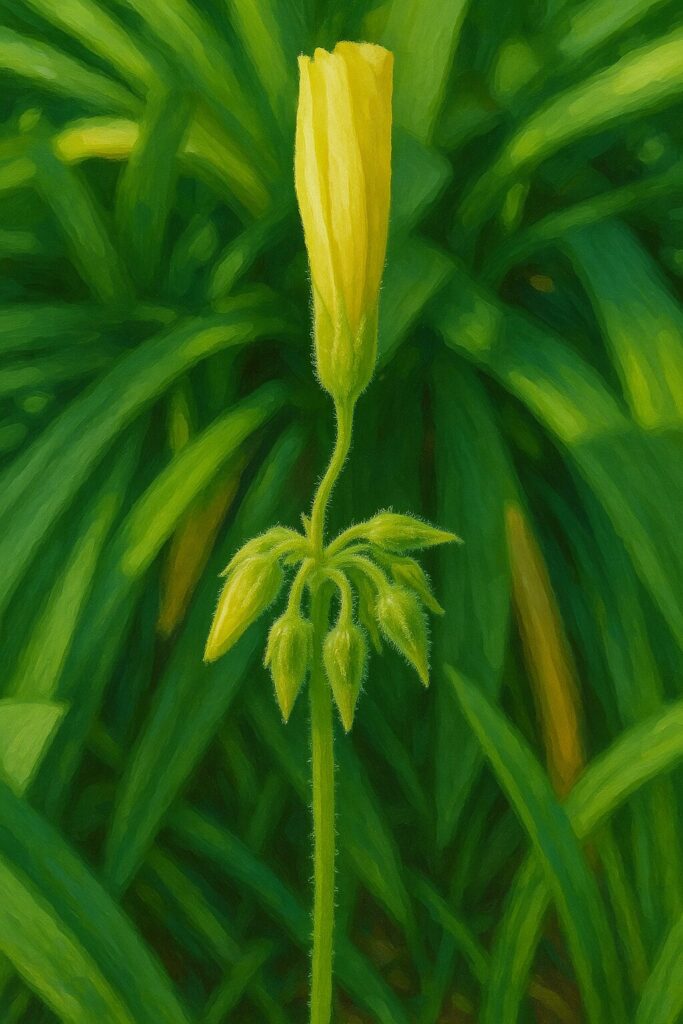 オオキバナカタバミの無料(フリー)イラスト オオキバナカタバミの黄色い花の蕾の開花前です