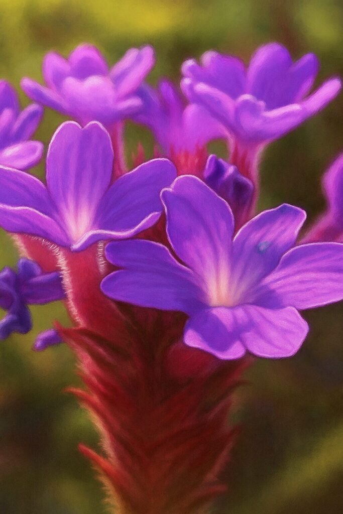 シュッコンバーベナの紫色の花をマクロ撮影した春の無料イラスト