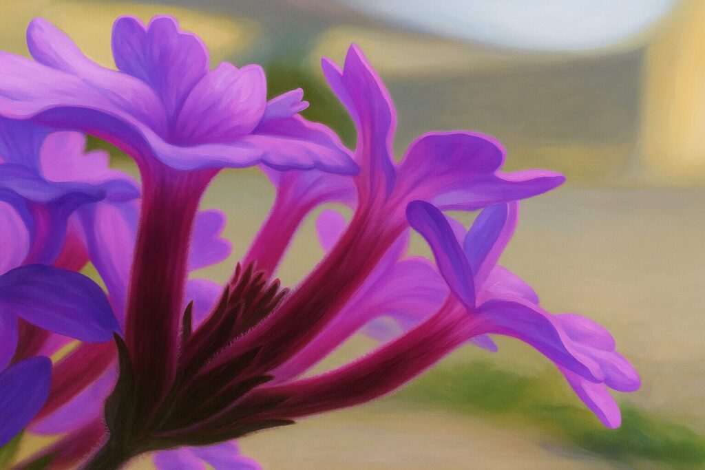 シュッコンバーベナの花を下から見上げた構図の紫色の無料接写イラスト