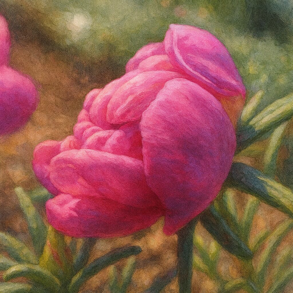 咲きかけのピンクのつぼみをリアルに描写したマツバボタンのイラスト