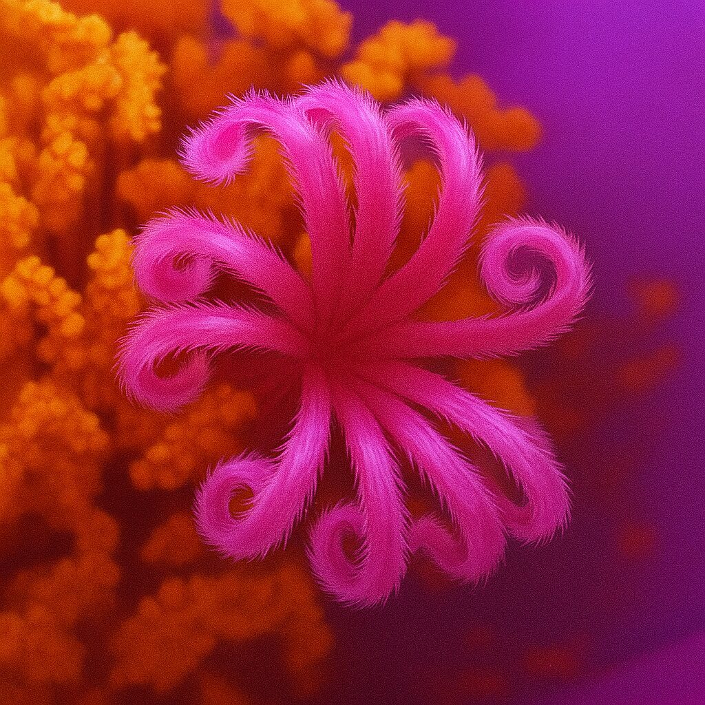 マツバボタンの雌しべを細密描写したマクロイラスト