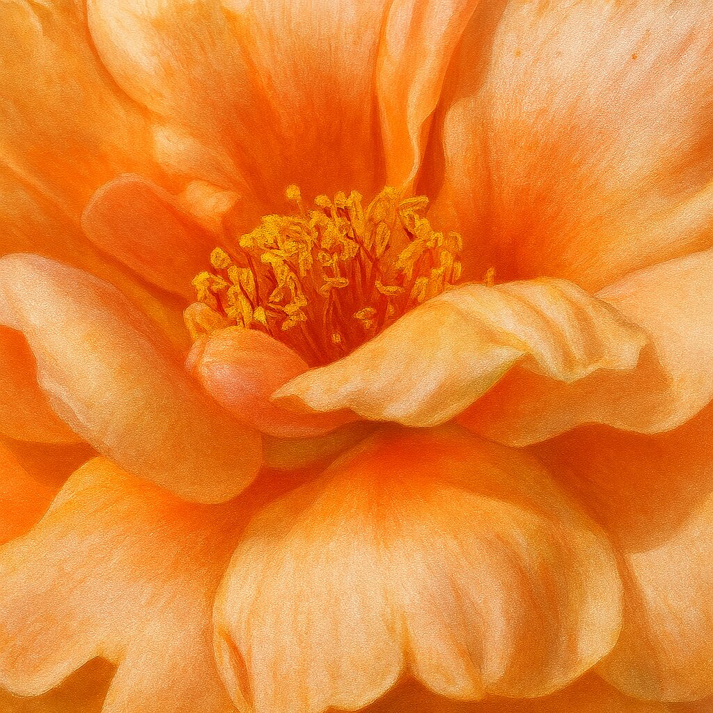 オレンジ色のマツバボタンをリアルに描いたマクロイラスト