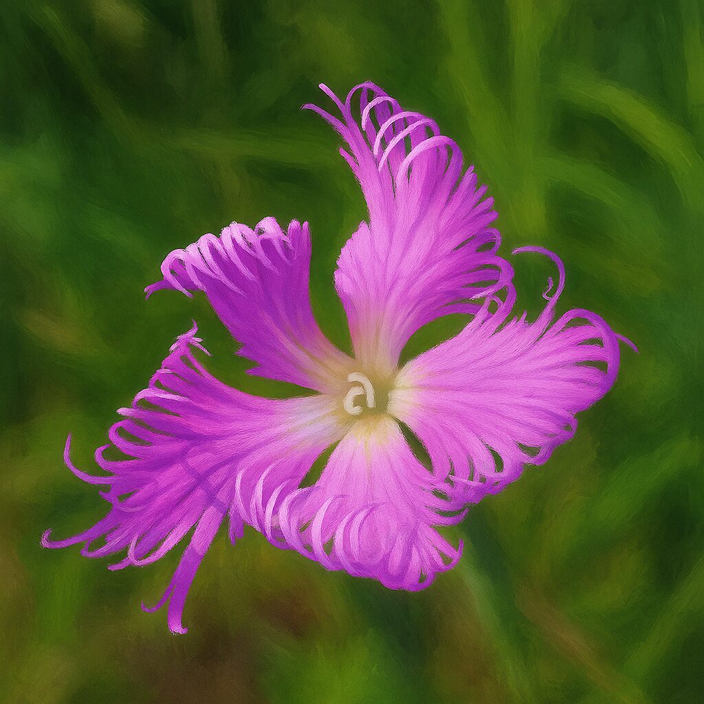 淡い光に包まれたカワラナデシコの蕾のリアルタッチイラスト