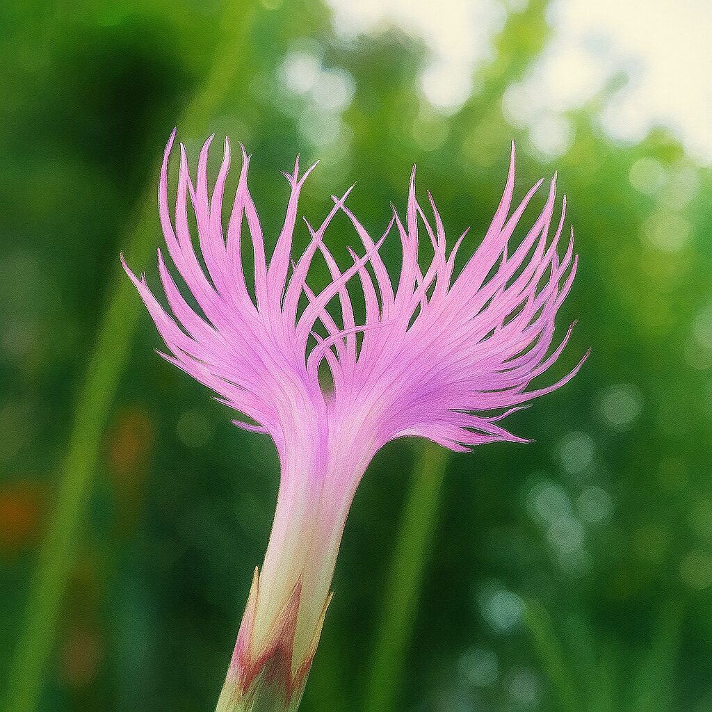 繊細な花弁を再現したカワラナデシコのリアルな植物イラスト