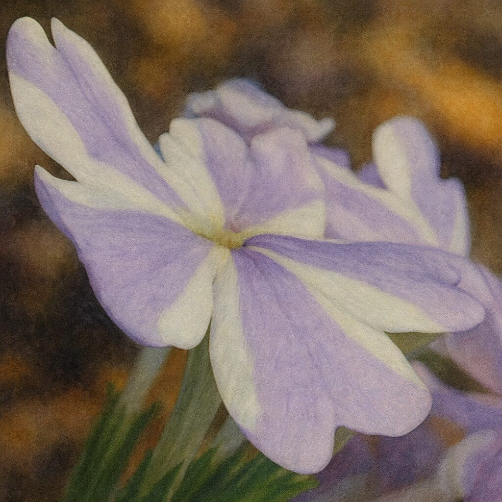 日本の白×薄紫ストライプのバーベナを横顔で描いたイラスト