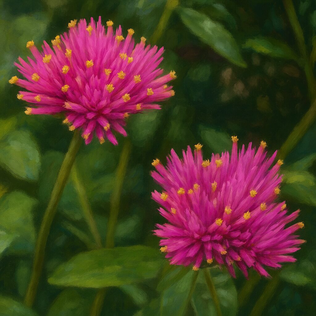 2輪並ぶ‘ファイヤーワークス’のリアル植物イラスト