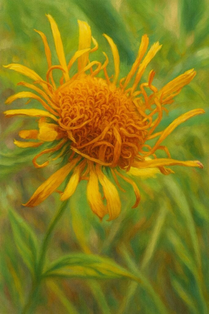 花びらが枯れかけたオグルマの終わりかけの花のイラスト