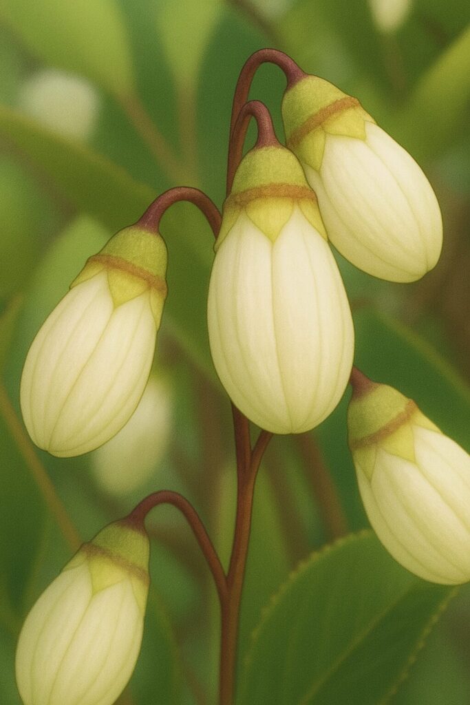 丸みのある蕾が可愛らしく表現されたヒメウツギの蕾のイラスト