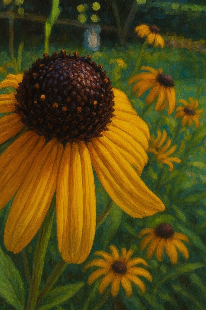 ミツバオオハンゴンソウの花の群生のイラスト