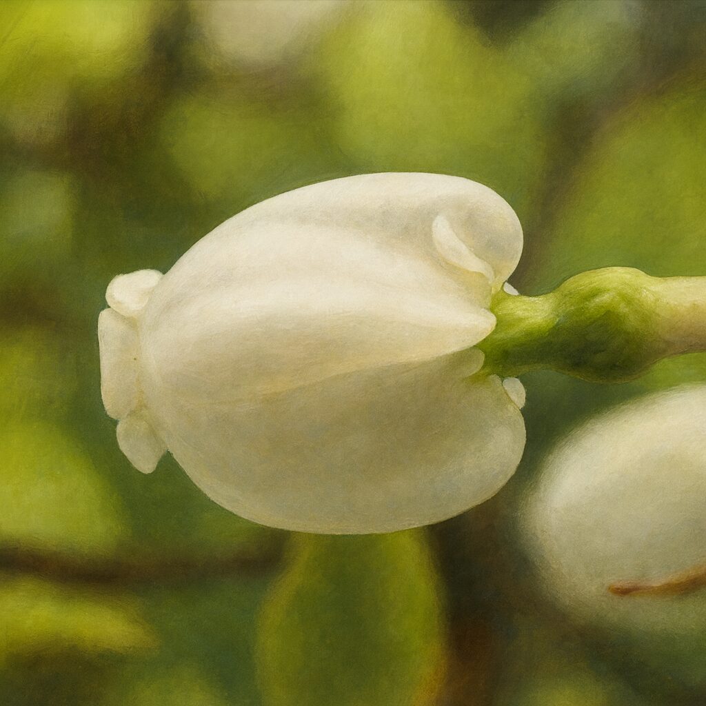 横から見たドウダンツツジの花と萼を描いたリアル植物イラスト