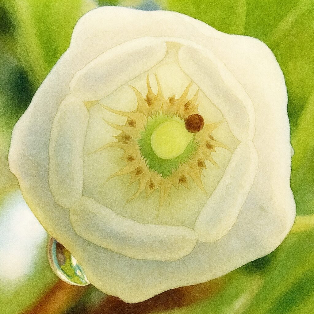 花の内部構造（しべ）を精密表現したドウダンツツジのマクロイラスト