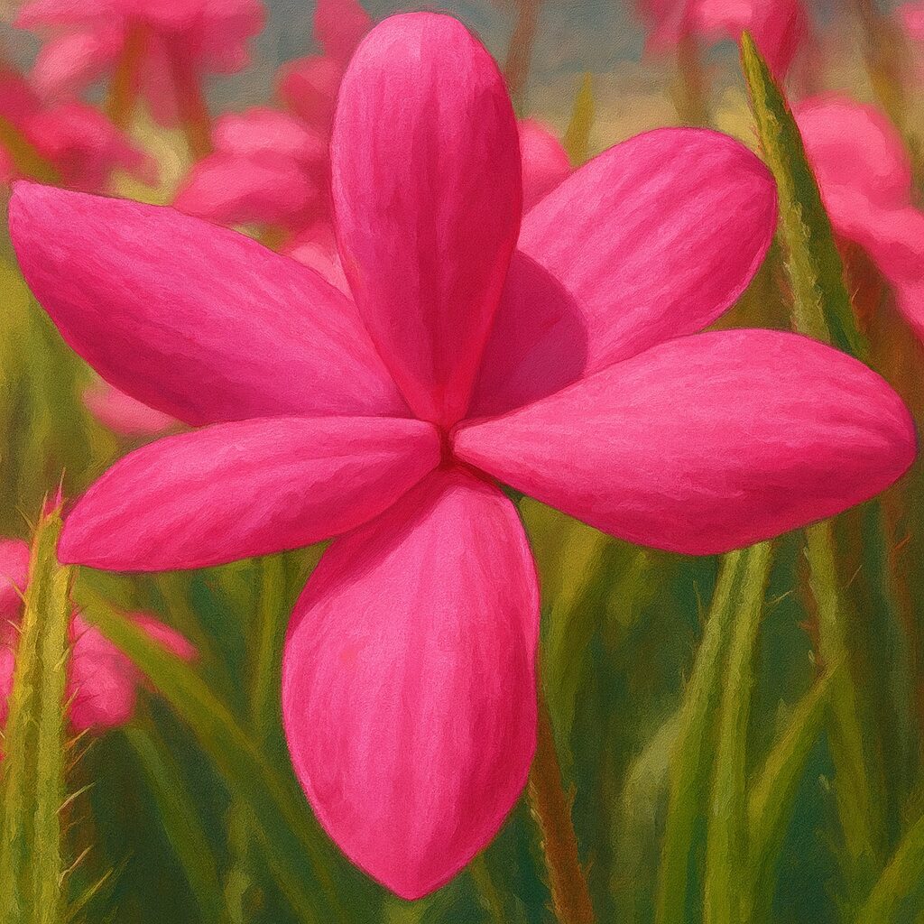 プロが描いた鮮やかなピンク色のアッツザクラの花イラスト（接写構図）