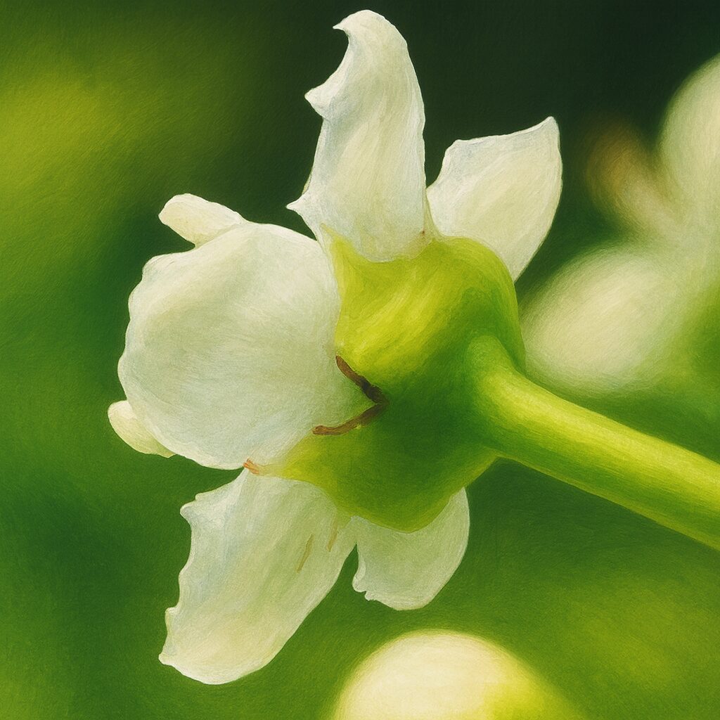 ソヨゴの花を後方から描いた精緻な植物イラスト