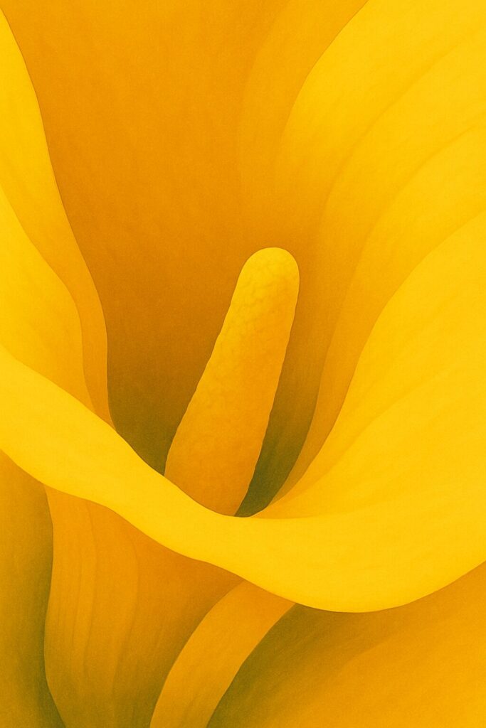 黄色いカラーの花芯を接写風に描いたプロ風イラスト