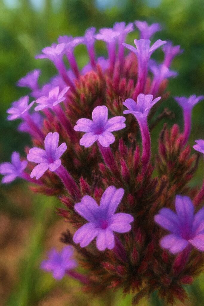 小花の質感を強調したヤナギハナガサの極近接マクロイラスト