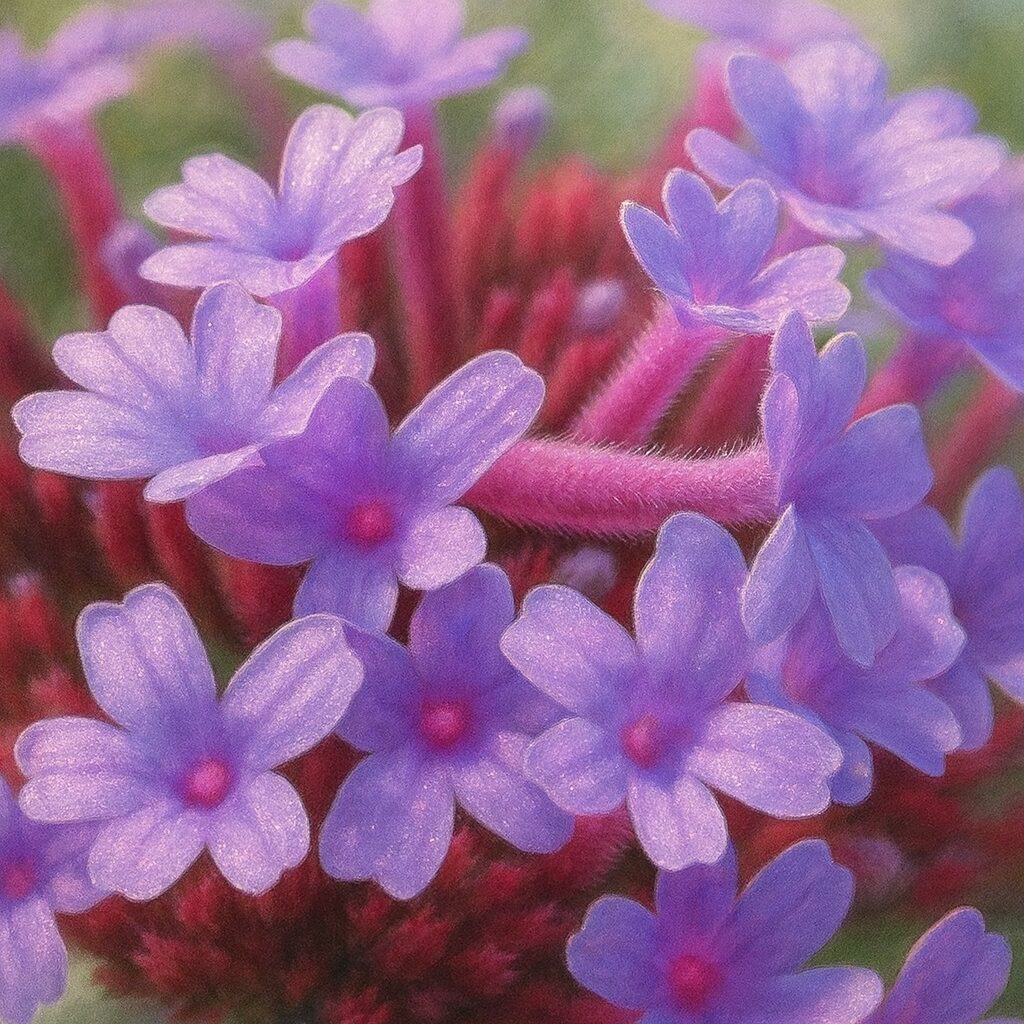 花冠と毛のある筒部を強調したヤナギハナガサのマクロイラスト