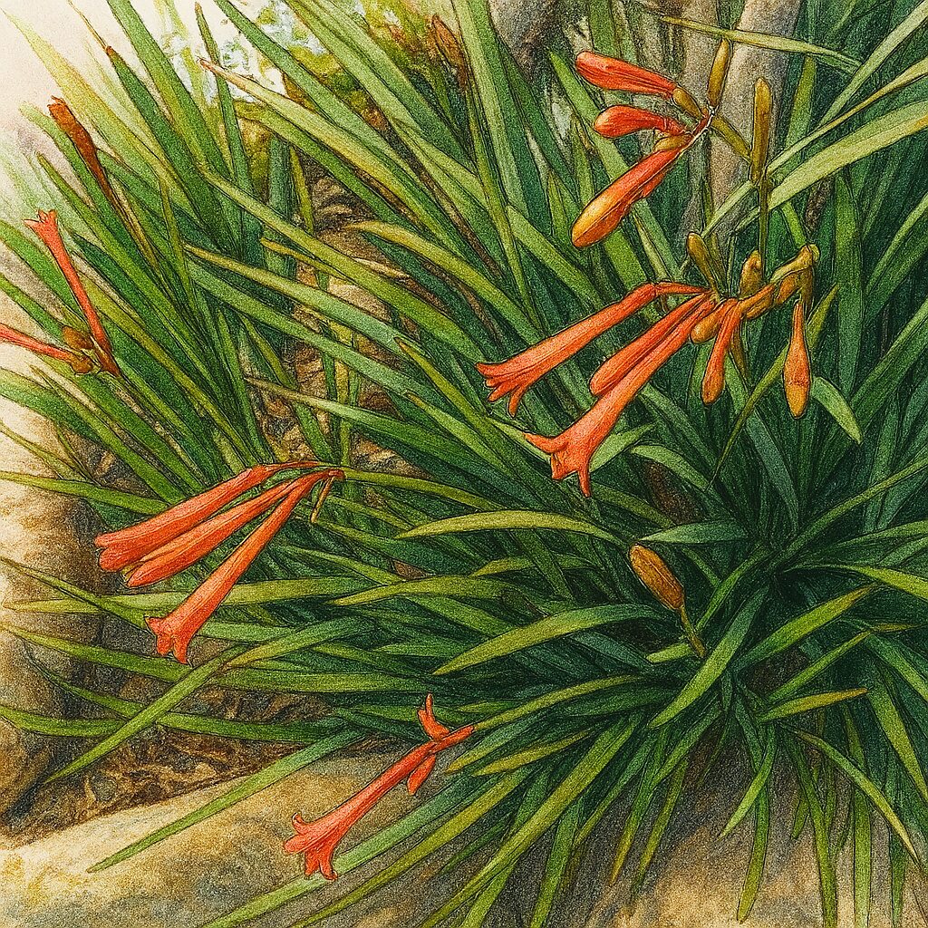 群生したヒメヒオウギズイセンの花を上から見た構図の無料イラスト