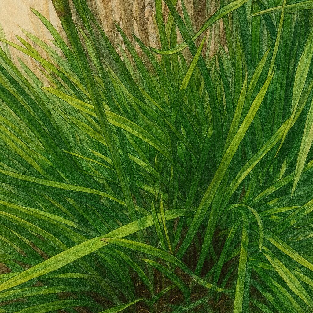 葉だけのヒメヒオウギズイセンを写実的に描いたイラスト素材