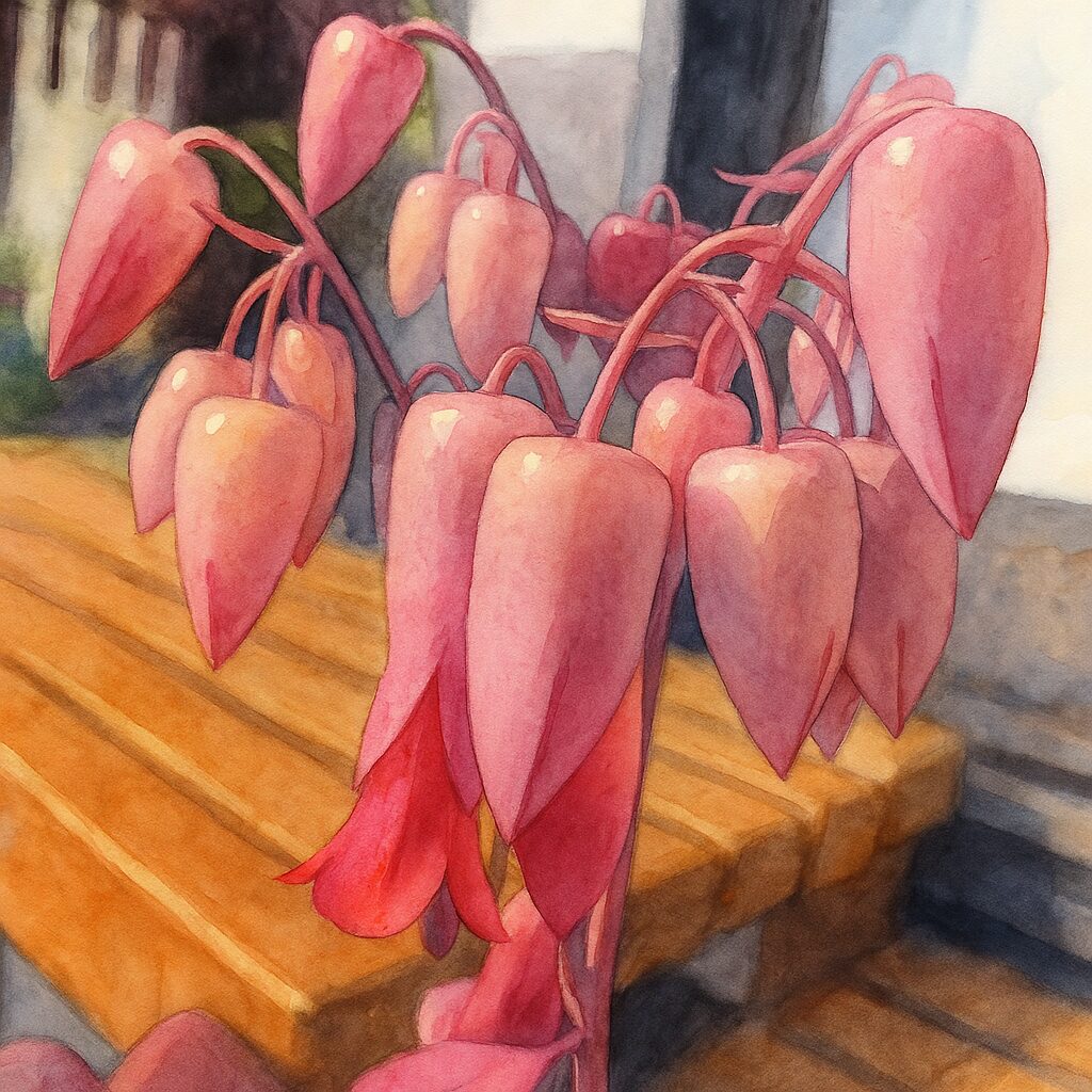 つぼみと開花した花が混在するコチョウノマイの群生を描いたイラスト