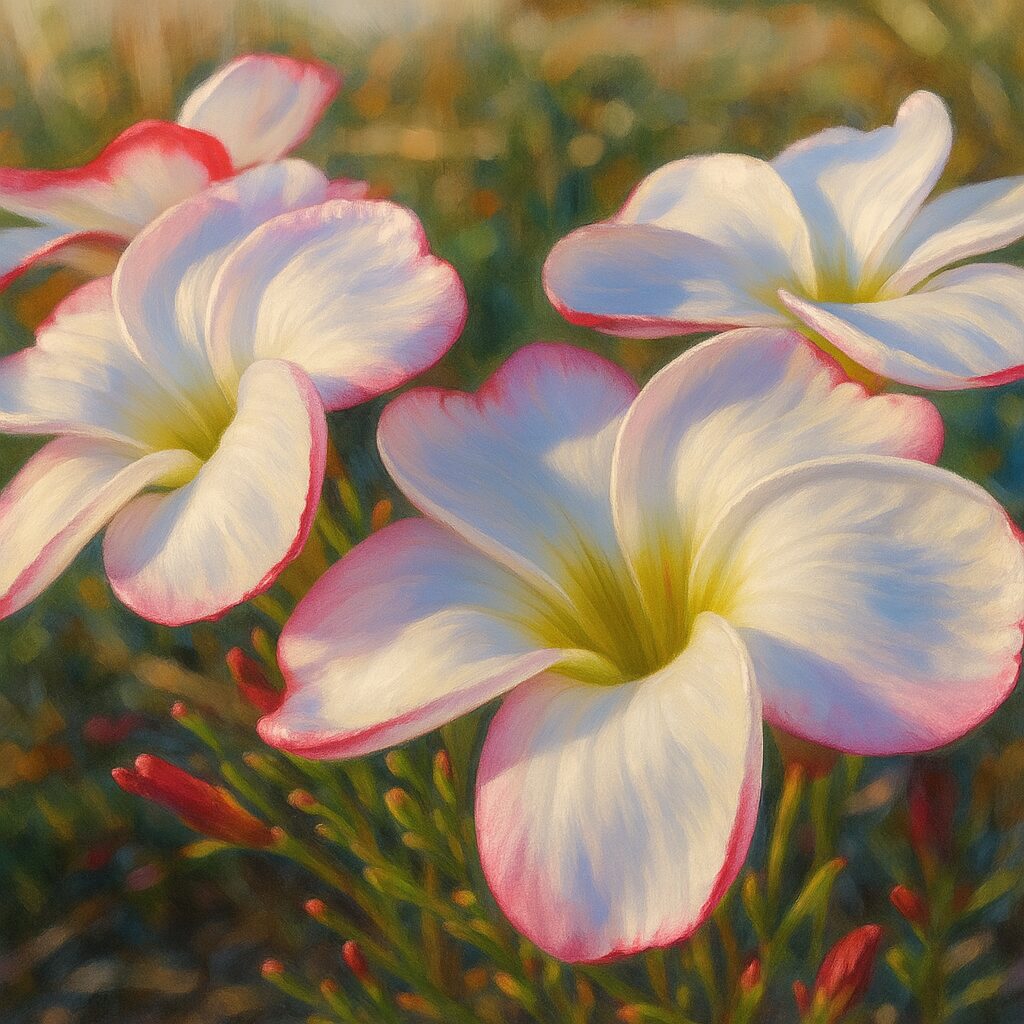 地面から顔を出す複数のオキザリスを描いたナチュラルなイラスト